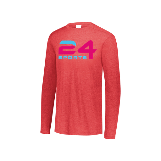 [FTLCUBRD-YS-LOGO1] Decker Youth Tri-Blend T-Shirt - Long Sleeve (Youth S, Red)